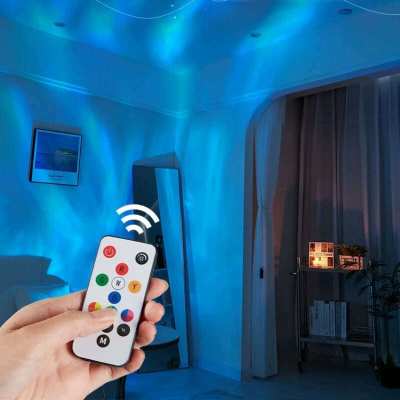 Aurora Borealis lamp Northern Lights USB Rechargeable Water Ripple Projector Night Light RGB Crystal Lamp Room Decor Mood Lights - KIMLUD