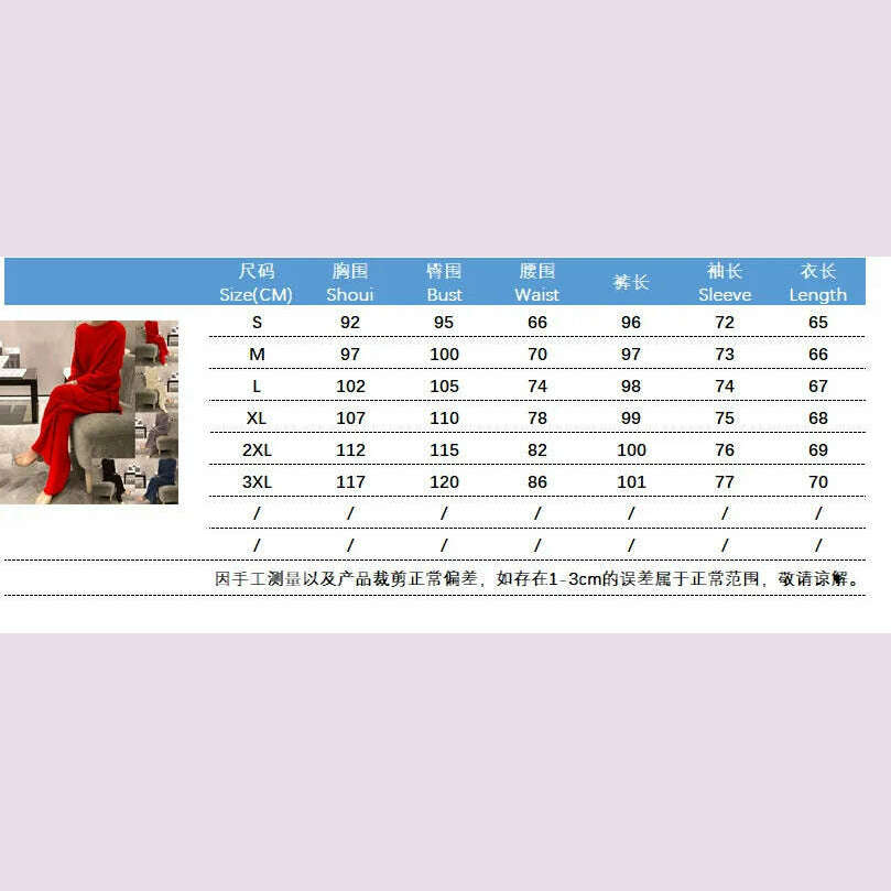 KIMLUD, Autumn/winter Fashion Casual O-Neck Pullover Tops Knitted Pant New Homewear Pajama Winter Solid Women Two Piece Set Homewear, KIMLUD Womens Clothes