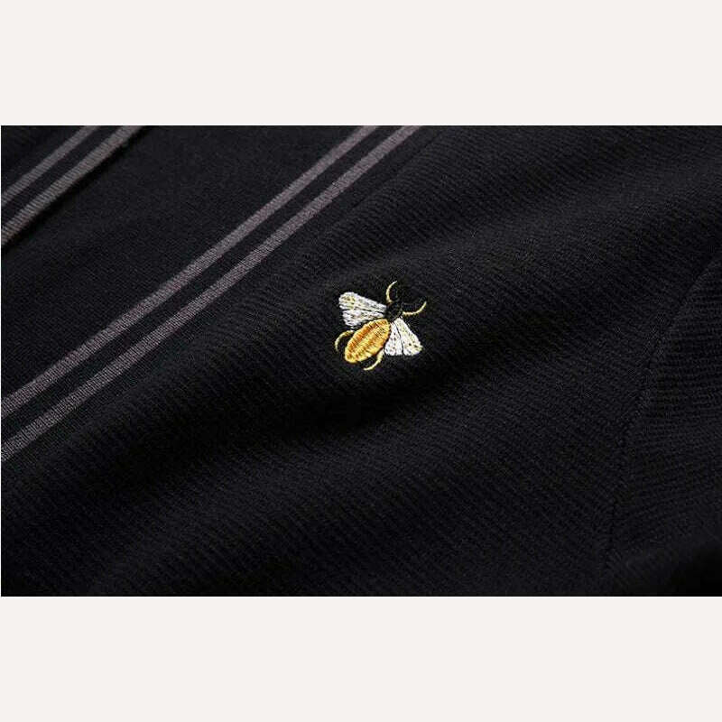 Bee Embroidery Men&#39;s Sweater Cardigan Korean Casual Coat Elegant Men Sweater 2021 Autumn Coat Trend Abrigo Hombre Men Clothing - KIMLUD