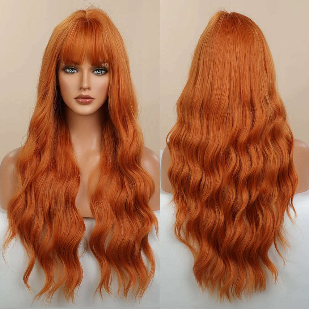 Blonde Unicorn Synthetic Long Wavy Wig Ombre Purple to Blue For WOMEN Cosplay halloween Wigs Heat Resistant Fiber Bangs Hair - KIMLUD