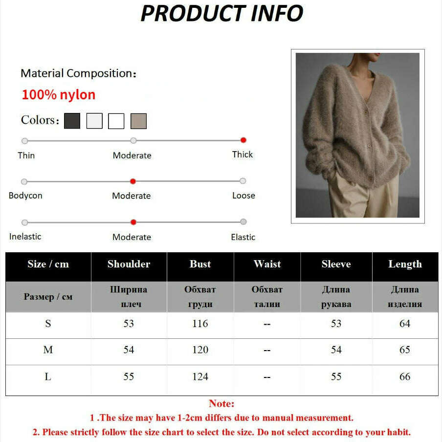 Bornladies Women Imitation Mink Cardigan Soft V-neck Thiick Knitted Jacket Winter Button Vintage Cardigan Sweater for Women - KIMLUD