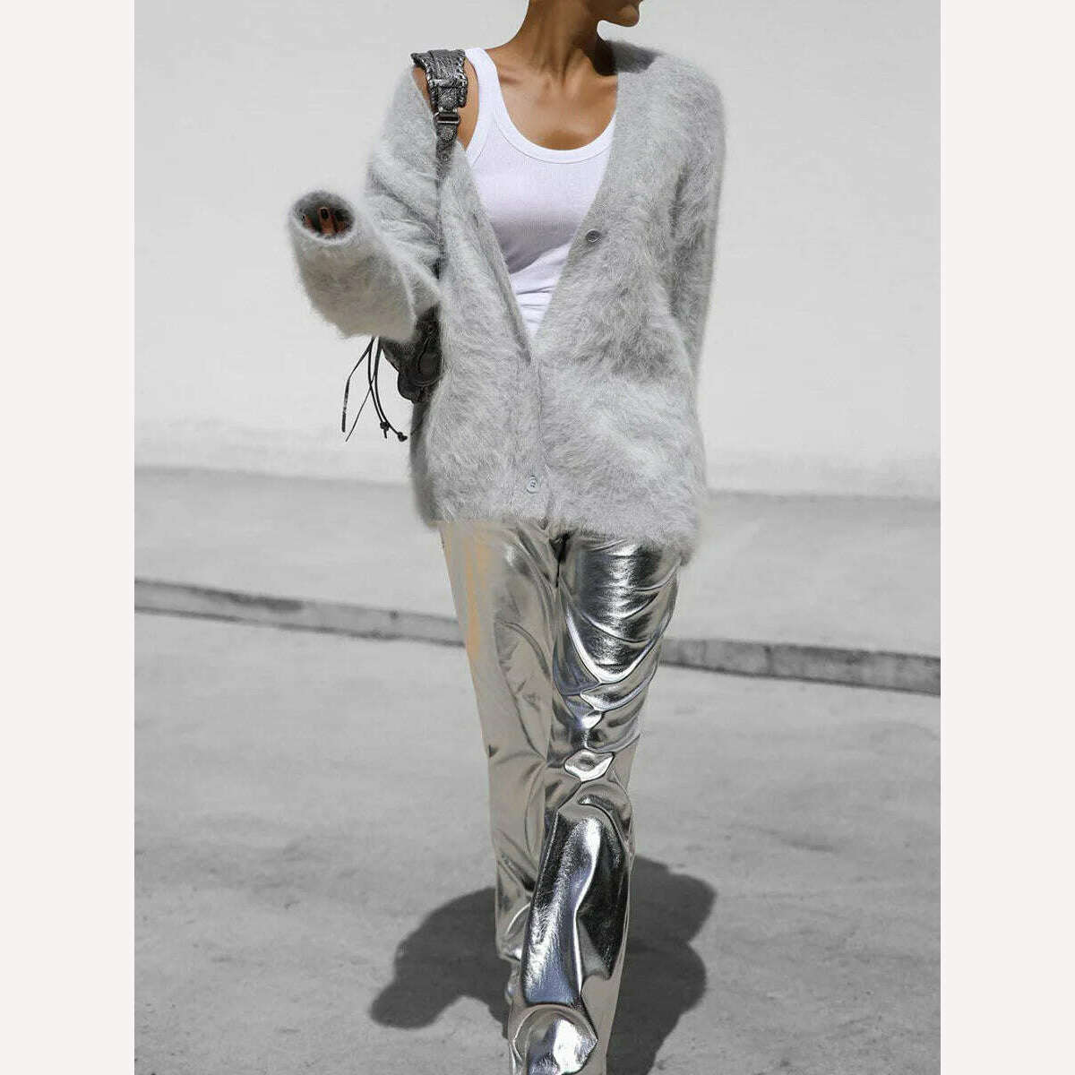 Bornladies Women Imitation Mink Cardigan Soft V-neck Thiick Knitted Jacket Winter Button Vintage Cardigan Sweater for Women - KIMLUD