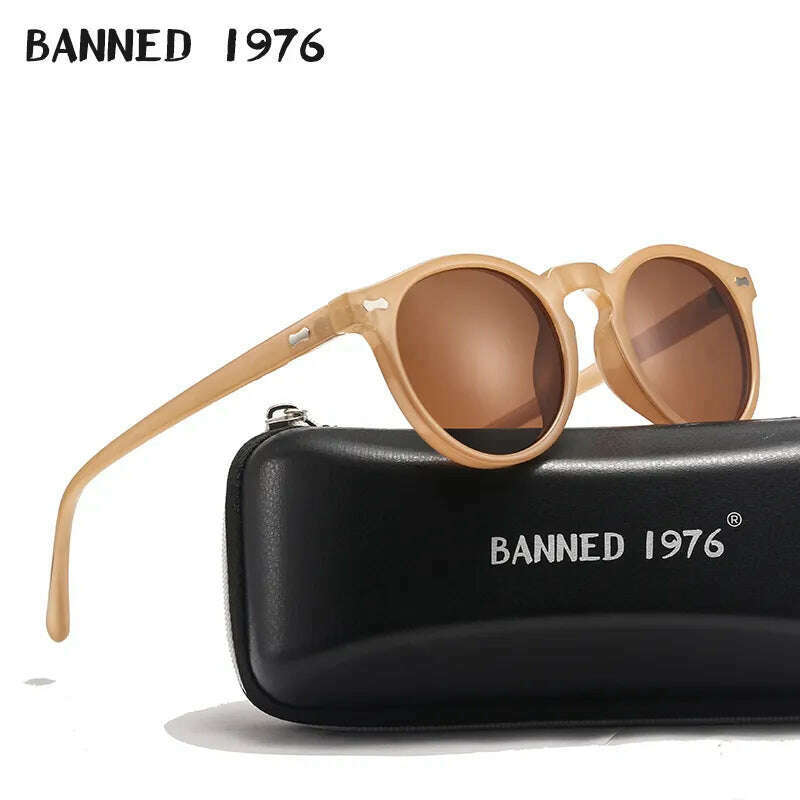Brand Designer Women Men Polarized Sunglasses Vintage Round Lens Cool Driving Sun Glasses UV400 Oculos Cat Eyes Girl's Shades - KIMLUD
