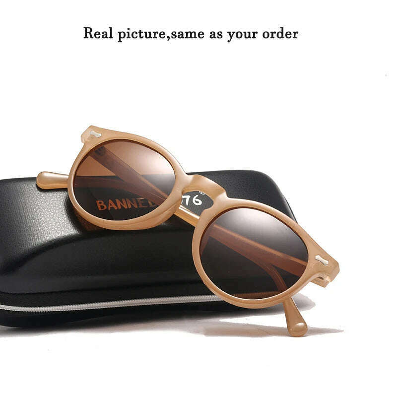 Brand Designer Women Men Polarized Sunglasses Vintage Round Lens Cool Driving Sun Glasses UV400 Oculos Cat Eyes Girl's Shades - KIMLUD