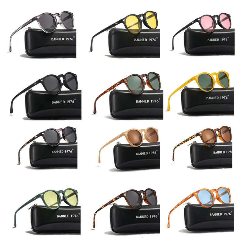 Brand Designer Women Men Polarized Sunglasses Vintage Round Lens Cool Driving Sun Glasses UV400 Oculos Cat Eyes Girl's Shades - KIMLUD