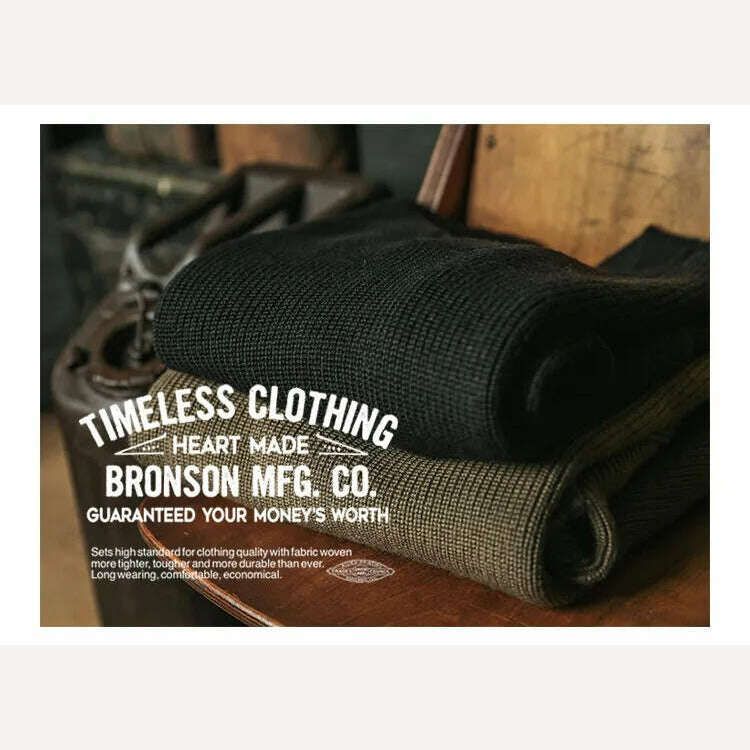 Bronson WWII USAAF Type A-1 Mechanic Sweater Men Heavyweight V-Neck Knit Jumper - KIMLUD