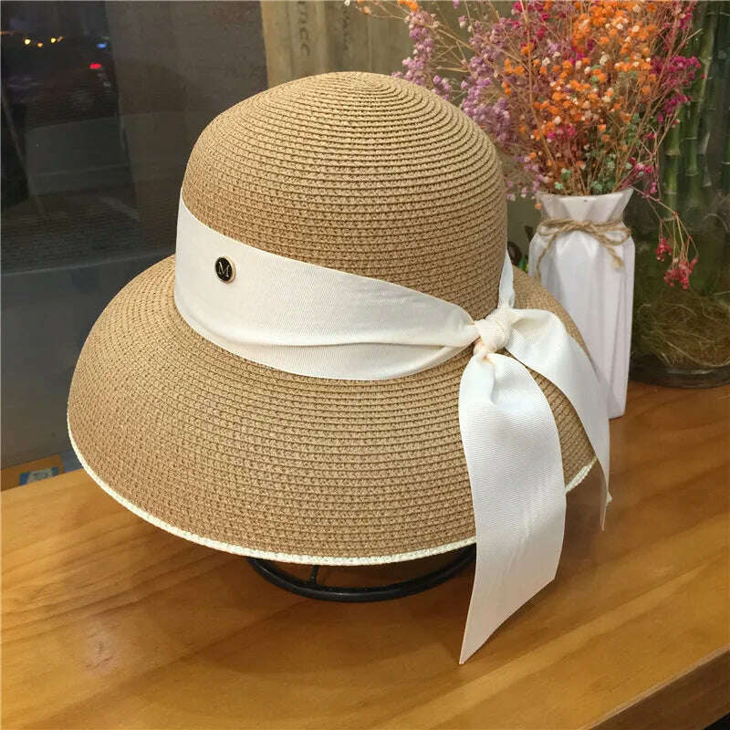 Bucket Hat Summer Hats for Women Fishing Hat Woolen Rhinestone Solid Color Basin Hat Leisure Outdoor Beach Sun Hat - KIMLUD
