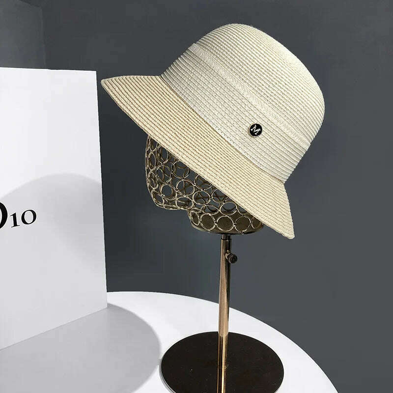Bucket Hat Summer Hats for Women Fishing Hat Woolen Rhinestone Solid Color Basin Hat Leisure Outdoor Beach Sun Hat - KIMLUD