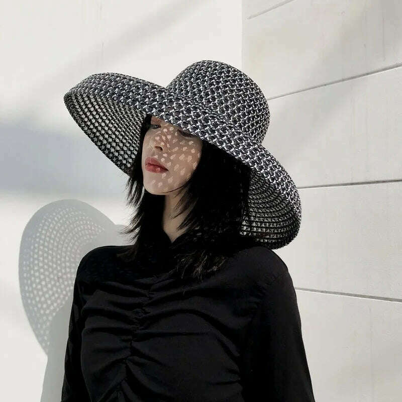 Bucket Hat Summer Hats for Women Fishing Hat Woolen Rhinestone Solid Color Basin Hat Leisure Outdoor Beach Sun Hat - KIMLUD