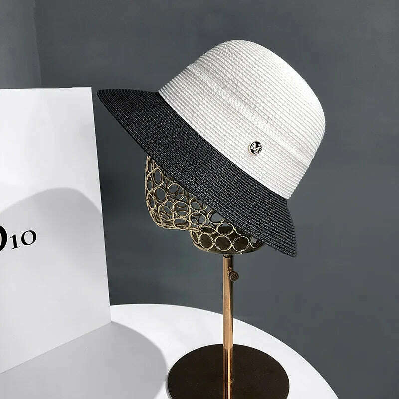 Bucket Hat Summer Hats for Women Fishing Hat Woolen Rhinestone Solid Color Basin Hat Leisure Outdoor Beach Sun Hat - KIMLUD