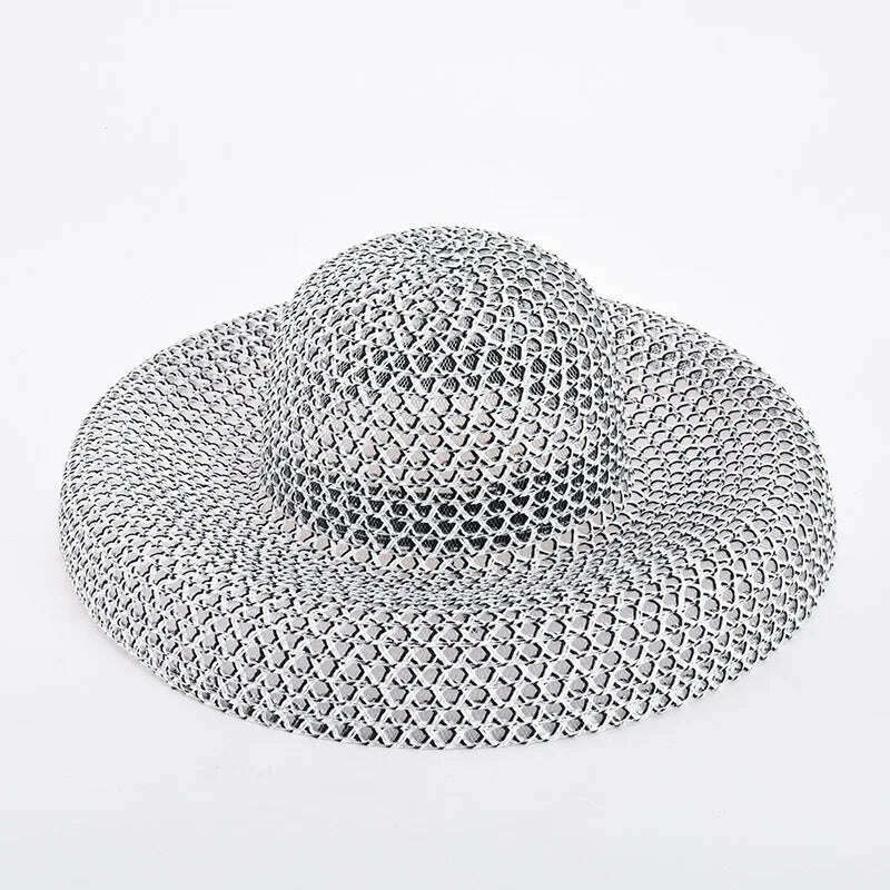Bucket Hat Summer Hats for Women Fishing Hat Woolen Rhinestone Solid Color Basin Hat Leisure Outdoor Beach Sun Hat - KIMLUD