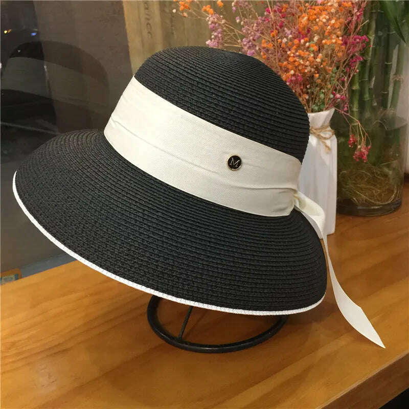 Bucket Hat Summer Hats for Women Fishing Hat Woolen Rhinestone Solid Color Basin Hat Leisure Outdoor Beach Sun Hat - KIMLUD