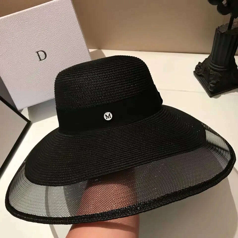 Bucket Hat Summer Hats for Women Fishing Hat Woolen Rhinestone Solid Color Basin Hat Leisure Outdoor Beach Sun Hat - KIMLUD