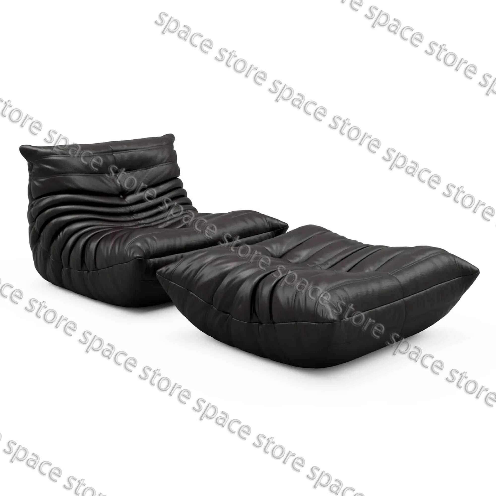 Caterpillar Sofa Living Room Single Bedroom Cloth Art Black Leather Lazy Man Sofa Bedroom Living Room Chair Sofa - KIMLUD