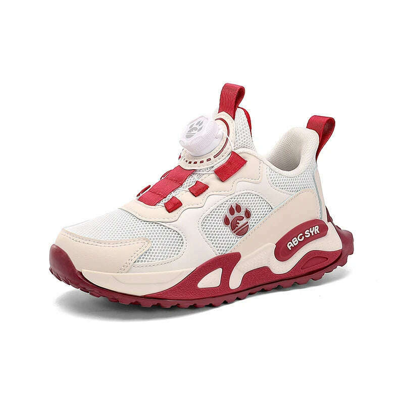 KIMLUD, Children's Sports Shoes New Double Mesh Cushioning Casual Running Shoes Outdoor Anti Slip Fashionable Walking Shoes for Kids, white red / EU29, KIMLUD APPAREL - Womens Clothes