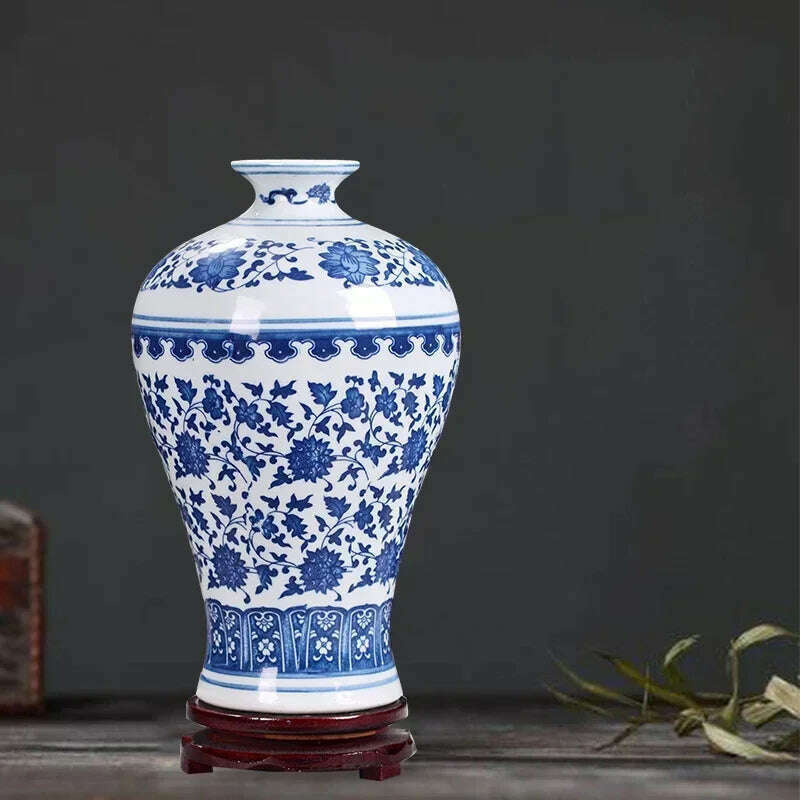 KIMLUD, Chinese Jingdezhen Blue White Porcelain Ceramic Vase Ornaments Desktop Crafts Smooth Surface Home Decoration Furnishing Articles, KIMLUD Womens Clothes