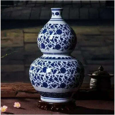 KIMLUD, Chinese Jingdezhen Blue White Porcelain Ceramic Vase Ornaments Desktop Crafts Smooth Surface Home Decoration Furnishing Articles, style8, KIMLUD Womens Clothes