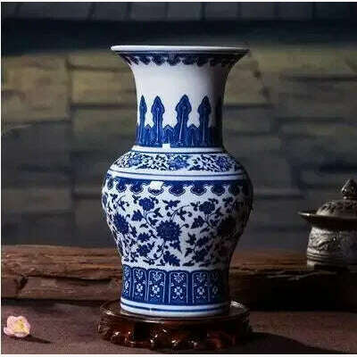 KIMLUD, Chinese Jingdezhen Blue White Porcelain Ceramic Vase Ornaments Desktop Crafts Smooth Surface Home Decoration Furnishing Articles, style6, KIMLUD Womens Clothes