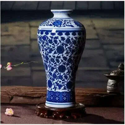 KIMLUD, Chinese Jingdezhen Blue White Porcelain Ceramic Vase Ornaments Desktop Crafts Smooth Surface Home Decoration Furnishing Articles, style2, KIMLUD Womens Clothes