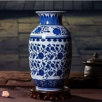 KIMLUD, Chinese Jingdezhen Blue White Porcelain Ceramic Vase Ornaments Desktop Crafts Smooth Surface Home Decoration Furnishing Articles, style1, KIMLUD Womens Clothes