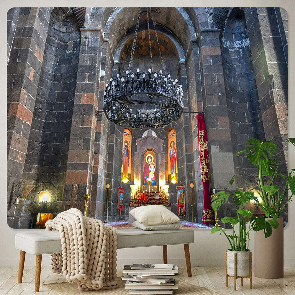 Christian Church mural tapestry home decoration Bohemian decorative background wall cloth Angel tapestry bed sheet sofa blanket - KIMLUD