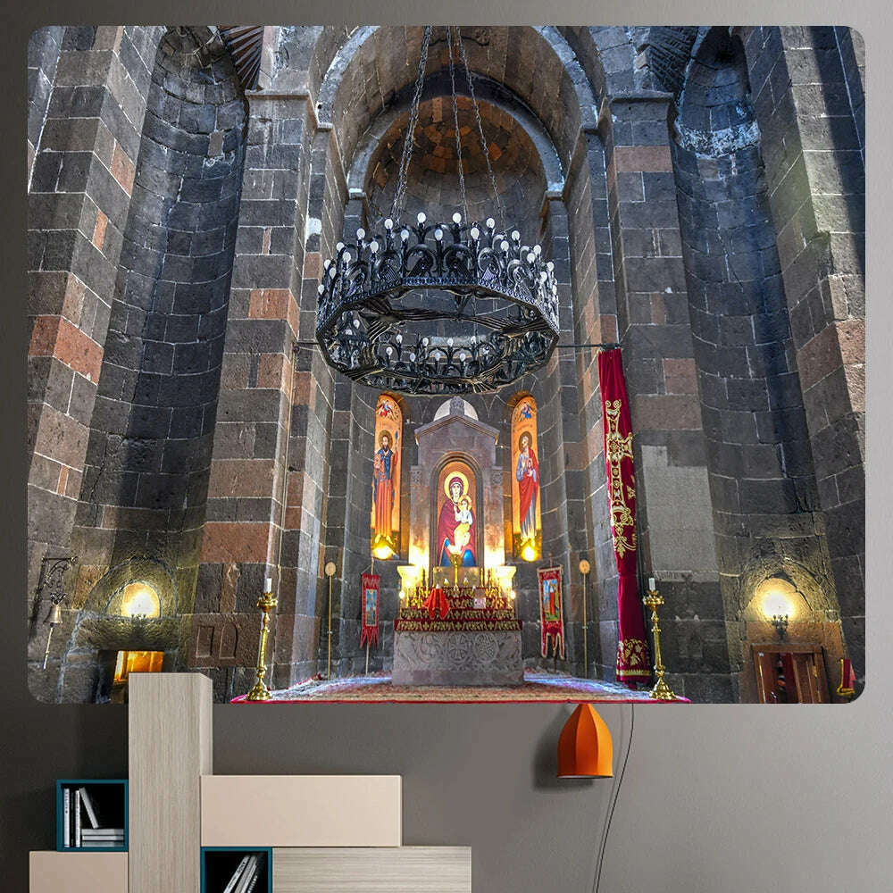 Christian Church mural tapestry home decoration Bohemian decorative background wall cloth Angel tapestry bed sheet sofa blanket - KIMLUD
