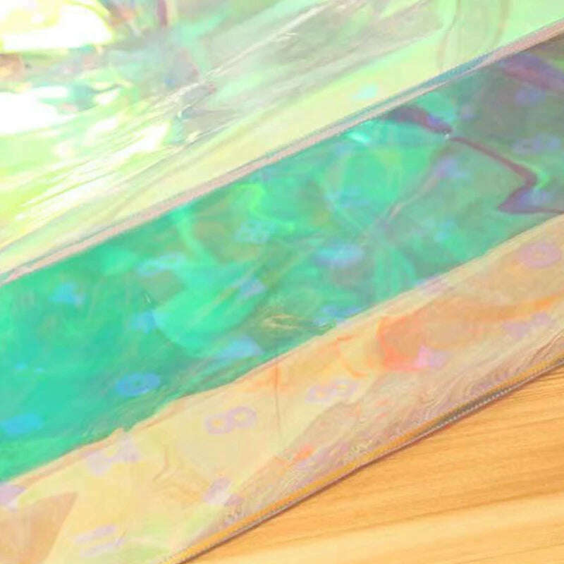 KIMLUD, Clear Tote Bag Holographic Rainbow Shopping Bag Multi-Use Big Capacity Shoulder Handbag for Work Gym Sports Travel Beach, KIMLUD Womens Clothes