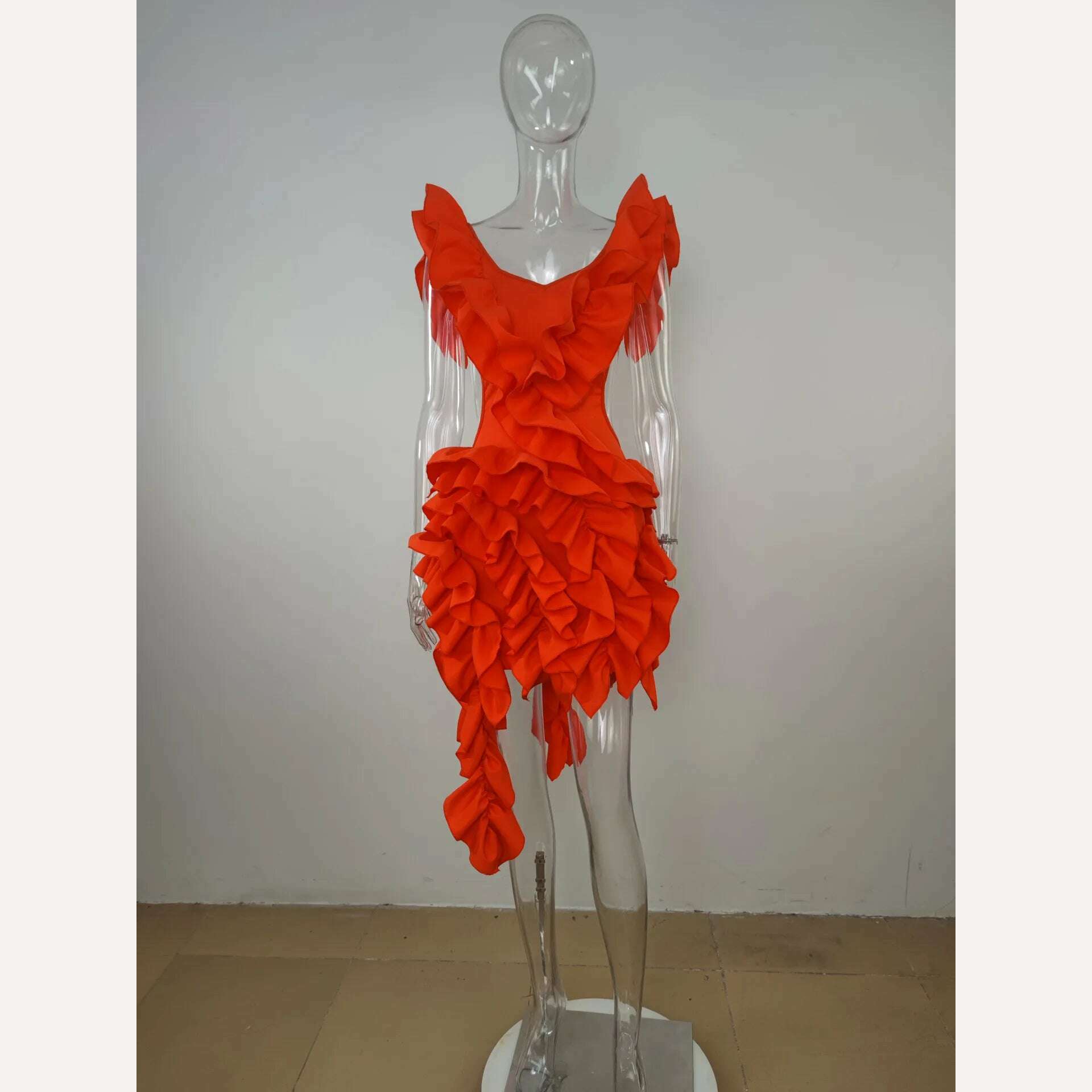 CM.YAYA Women Edible Tree Fungus Tierred High Low Asymmetrical Ball Gown Dress 2023 Sexy Club Party Evening High Street Dresses - KIMLUD