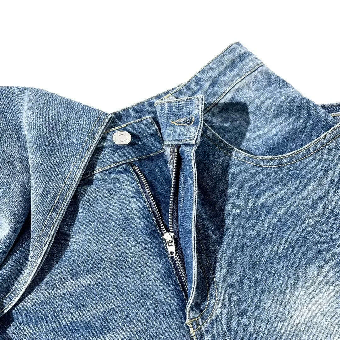 DEAT Fashion Women's Bows Bandage Denim Sling Vest High Waist Wide Leg Straight Jeans Female 2024 Spring New Trendy 33A1173 - KIMLUD
