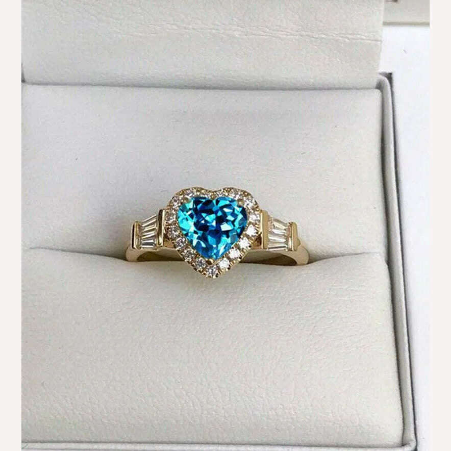 Elegant Noble Gold Color Heart Ring for Women Fashion Inlaid White Zircon Stones Wedding Rings Bride Engagement Jewelry - KIMLUD