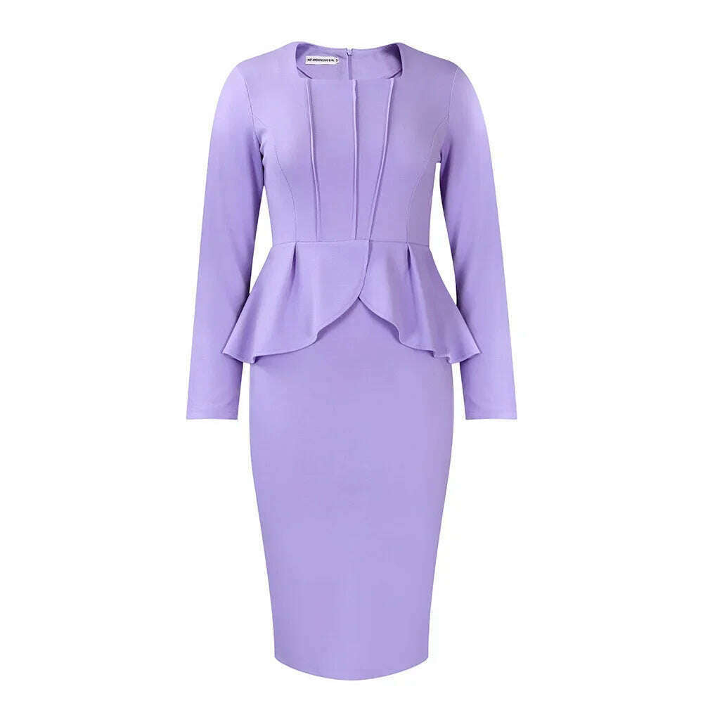 Elegant Solid Ruffle Party Dress Women Fashion Pleated Bodycon Evening Wedding Work Business Midi Dress - KIMLUD