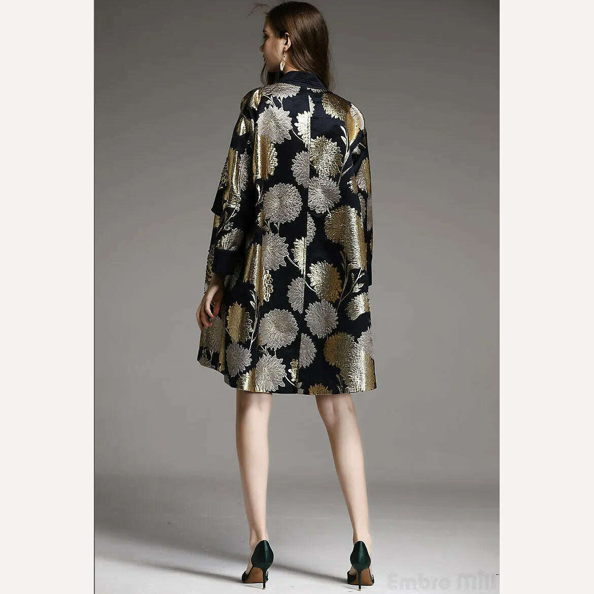 Embro Mill Vintage Royal Spring Autumn Coat Woman Elegant Lady Loose Chinese Style High-end Beading Trench Coat Female M-XXL - KIMLUD