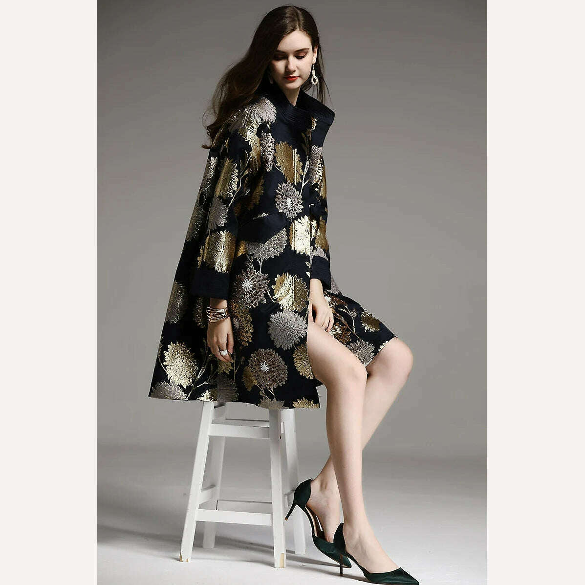 Embro Mill Vintage Royal Spring Autumn Coat Woman Elegant Lady Loose Chinese Style High-end Beading Trench Coat Female M-XXL - KIMLUD