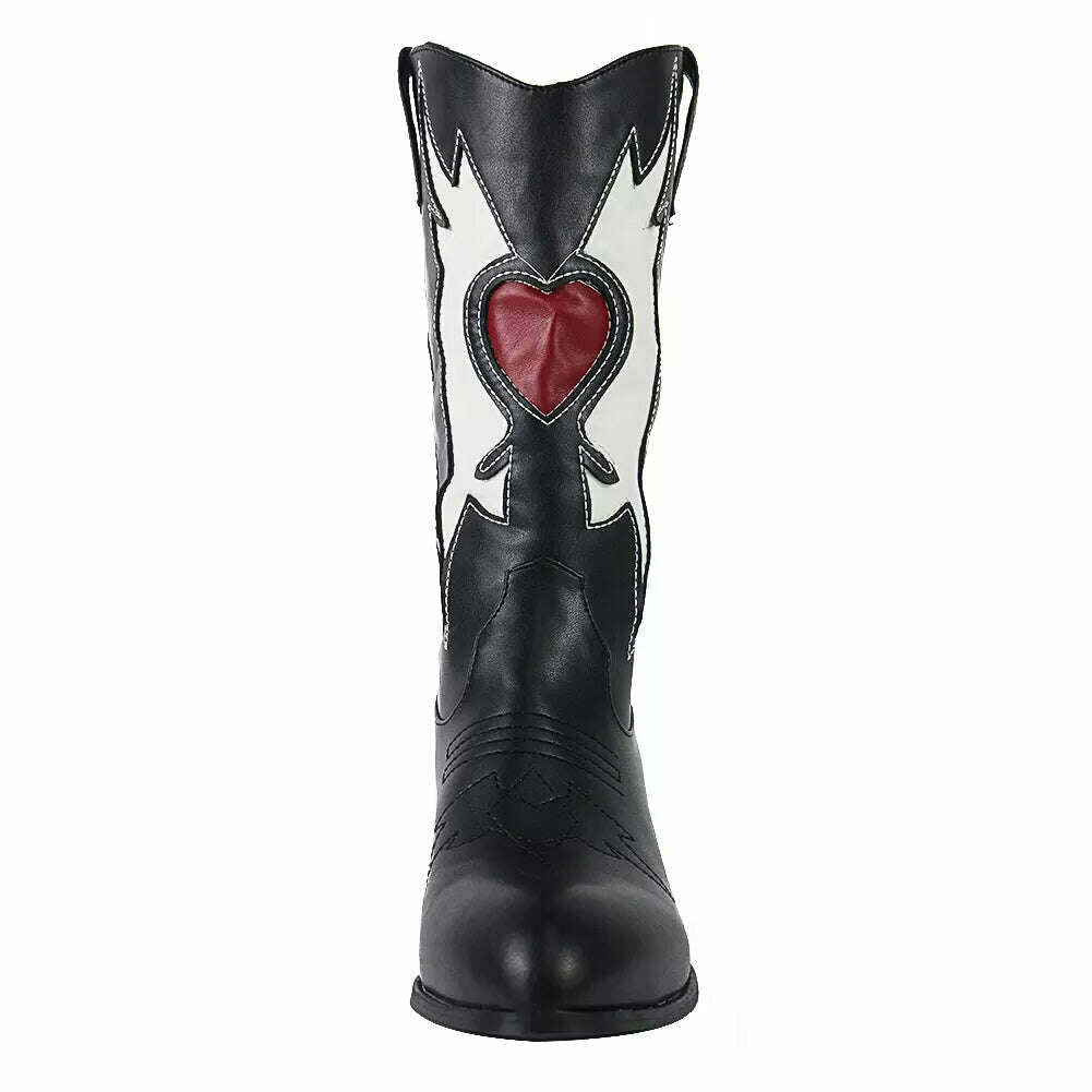 Embroidered Western Boots For Women Heart Shaped Fashion Cowboy Cowgirl Boots Handmake Retro Vintage Shoes 2022 Winter Autumn - KIMLUD