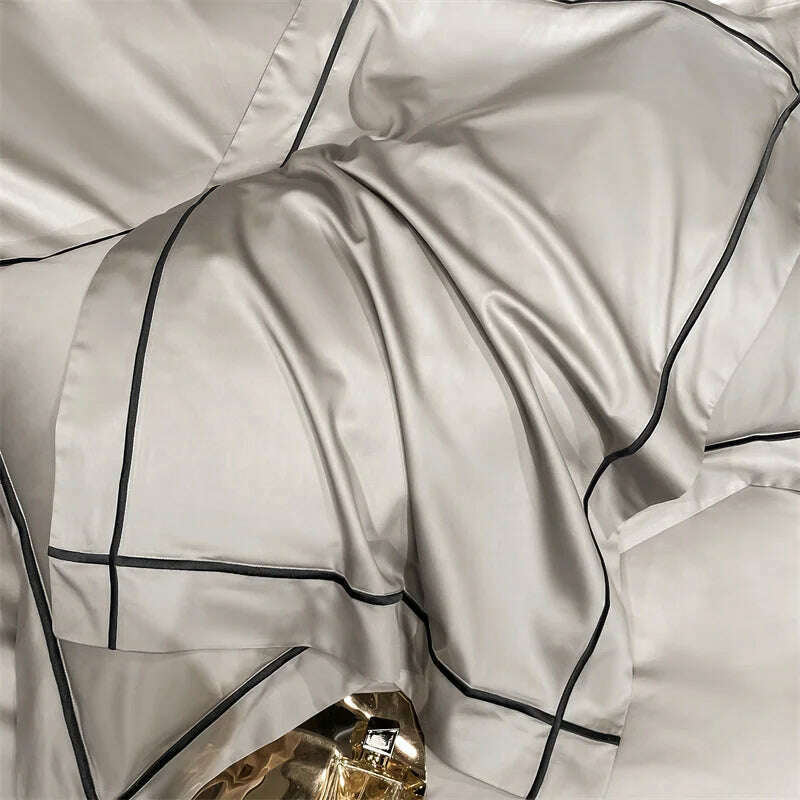 Embroidery Bedding Sets Egyptian Cotton Bed Sheet Set Luxury Duvet Cover Bedsheet Bed Linen Pillowcase 5 Stars Hotel Bedclothes - KIMLUD