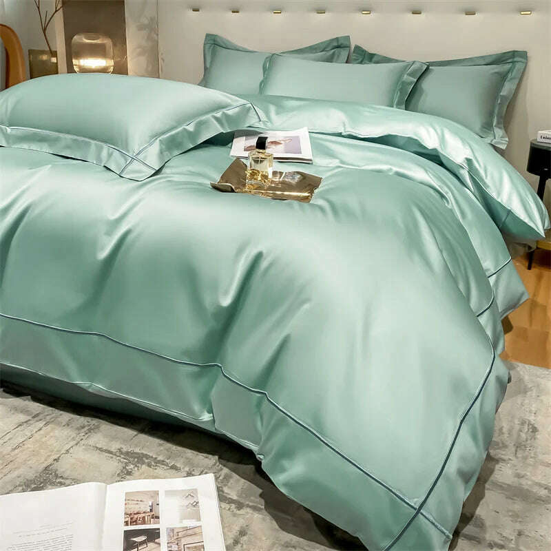 Embroidery Bedding Sets Egyptian Cotton Bed Sheet Set Luxury Duvet Cover Bedsheet Bed Linen Pillowcase 5 Stars Hotel Bedclothes - KIMLUD