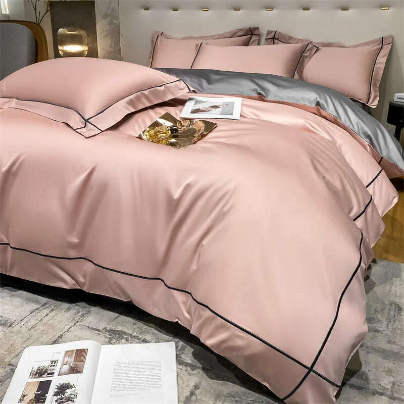 Embroidery Bedding Sets Egyptian Cotton Bed Sheet Set Luxury Duvet Cover Bedsheet Bed Linen Pillowcase 5 Stars Hotel Bedclothes - KIMLUD