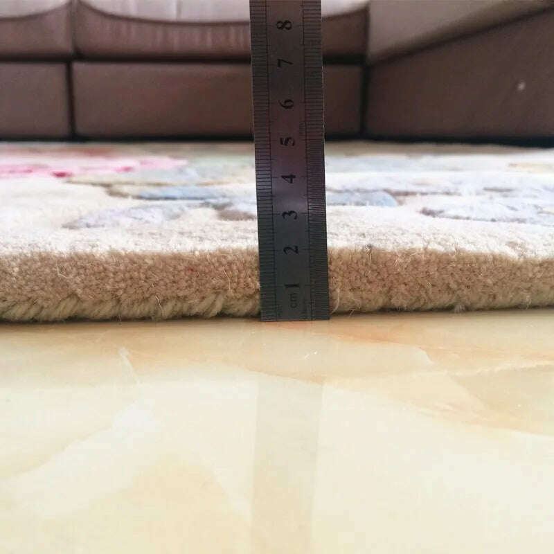Europe Handmade Wool Carpet for Living Room 3D Hand Carved Rug Thick Carpet Bedroom Sofa Table Floor Mat Study Retro Flower Rug - KIMLUD