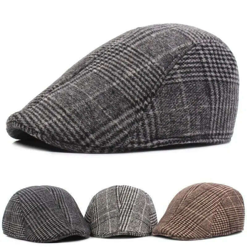 Fashion New Men's Casual Newsboy Hat Spring and Autumn Retro Beret Hat Wild Casual Hats Unisex Wild Octagonal Cap Winter Hat - KIMLUD
