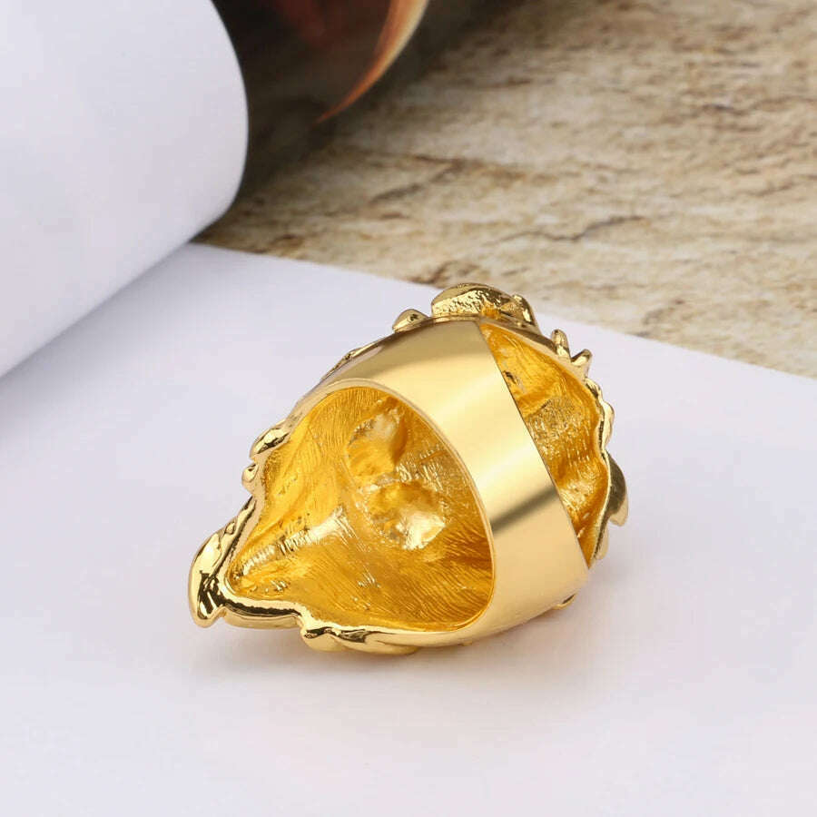 Fashion Punk Rock Lion Biker Ring Hip Hop Big Animal Ring Men Accessories Vintage Jewelry 2018 - KIMLUD