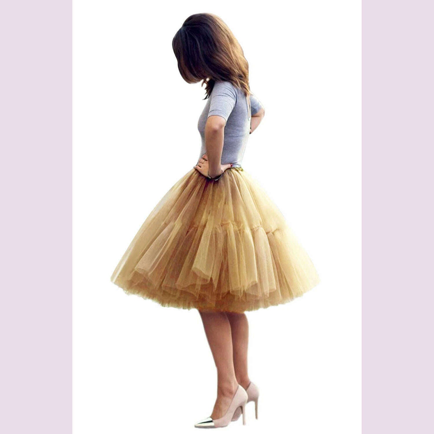 Fashion Red Multi-Layers Tulle Skirts Women Elastic Waist Puffy Knee Length Tutu Petticoat Lolita Cosplay Underskirt Jupons - KIMLUD