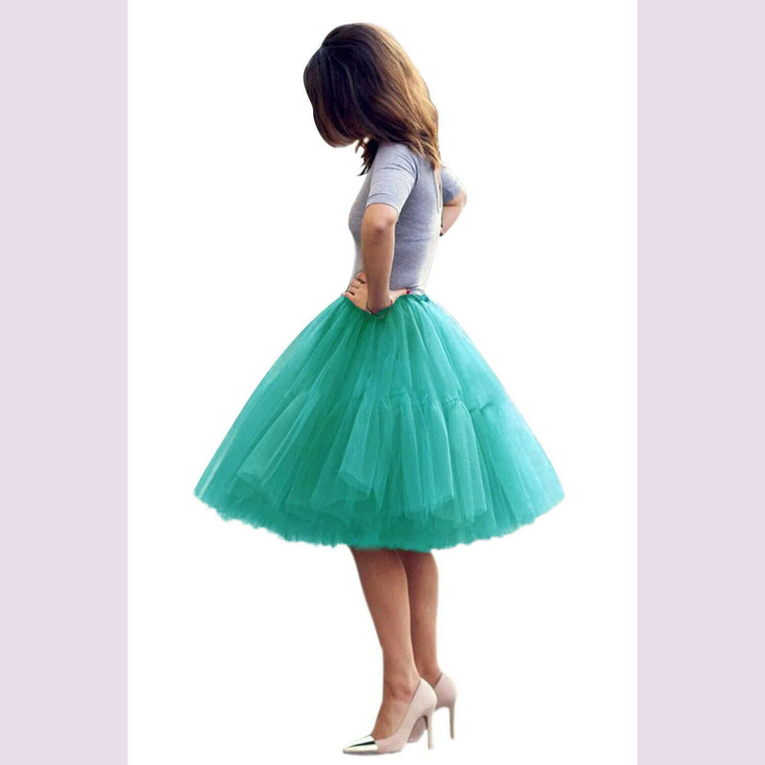 Fashion Red Multi-Layers Tulle Skirts Women Elastic Waist Puffy Knee Length Tutu Petticoat Lolita Cosplay Underskirt Jupons - KIMLUD