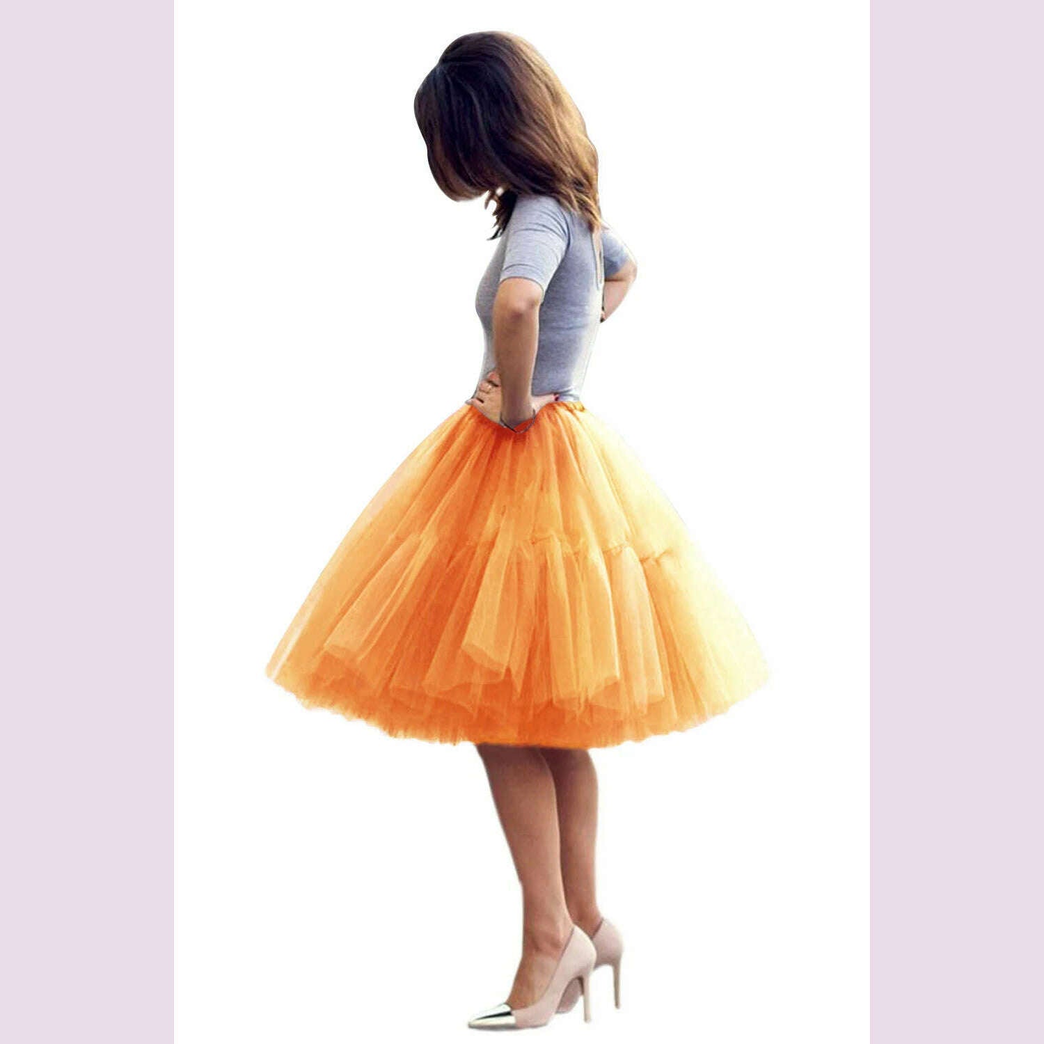 Fashion Red Multi-Layers Tulle Skirts Women Elastic Waist Puffy Knee Length Tutu Petticoat Lolita Cosplay Underskirt Jupons - KIMLUD