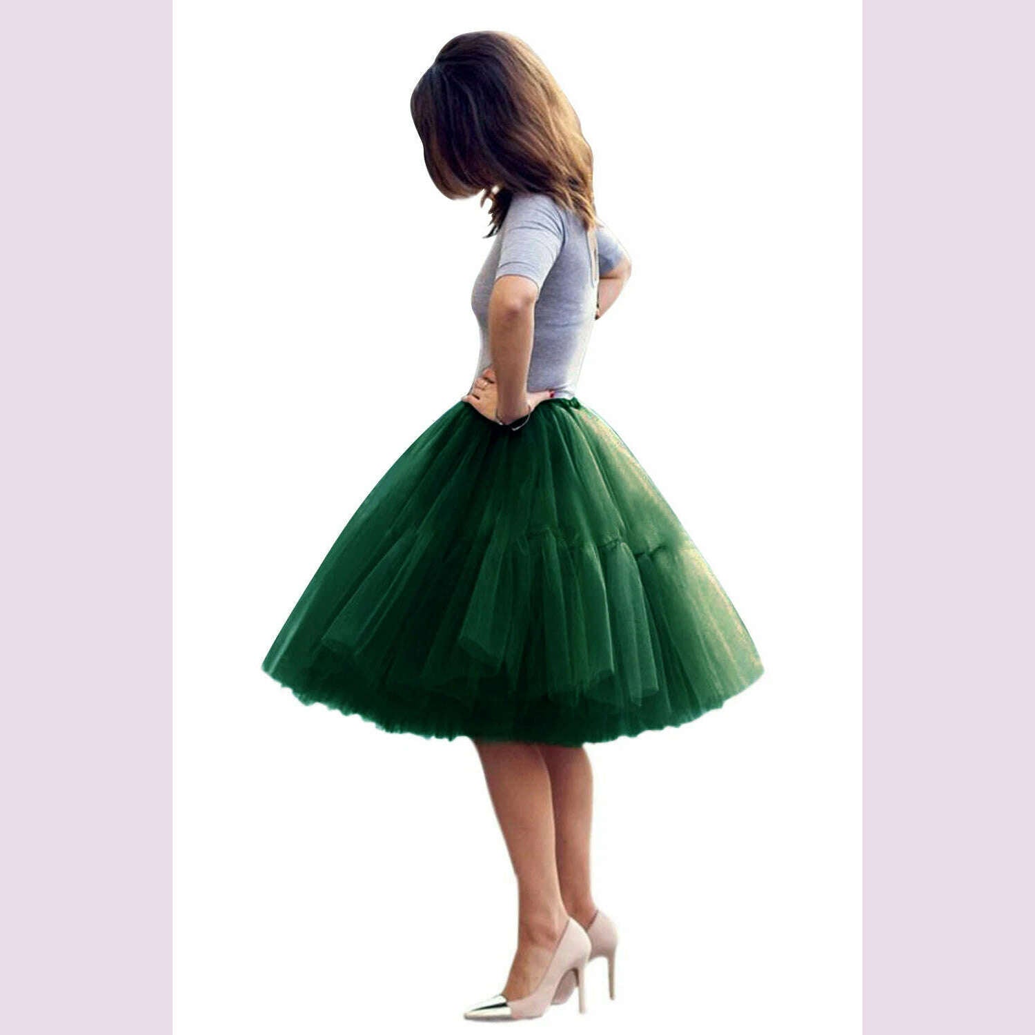 Fashion Red Multi-Layers Tulle Skirts Women Elastic Waist Puffy Knee Length Tutu Petticoat Lolita Cosplay Underskirt Jupons - KIMLUD