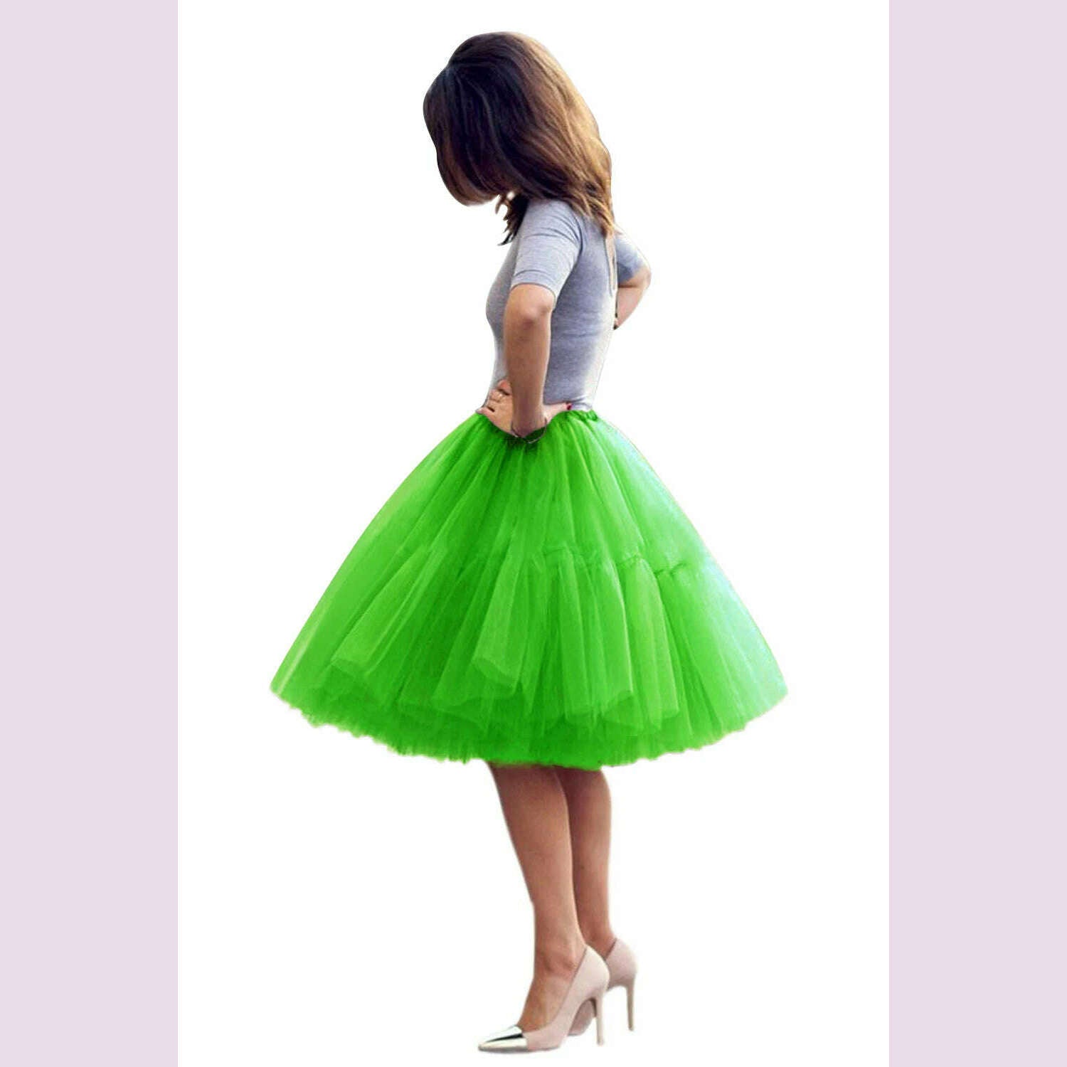 Fashion Red Multi-Layers Tulle Skirts Women Elastic Waist Puffy Knee Length Tutu Petticoat Lolita Cosplay Underskirt Jupons - KIMLUD