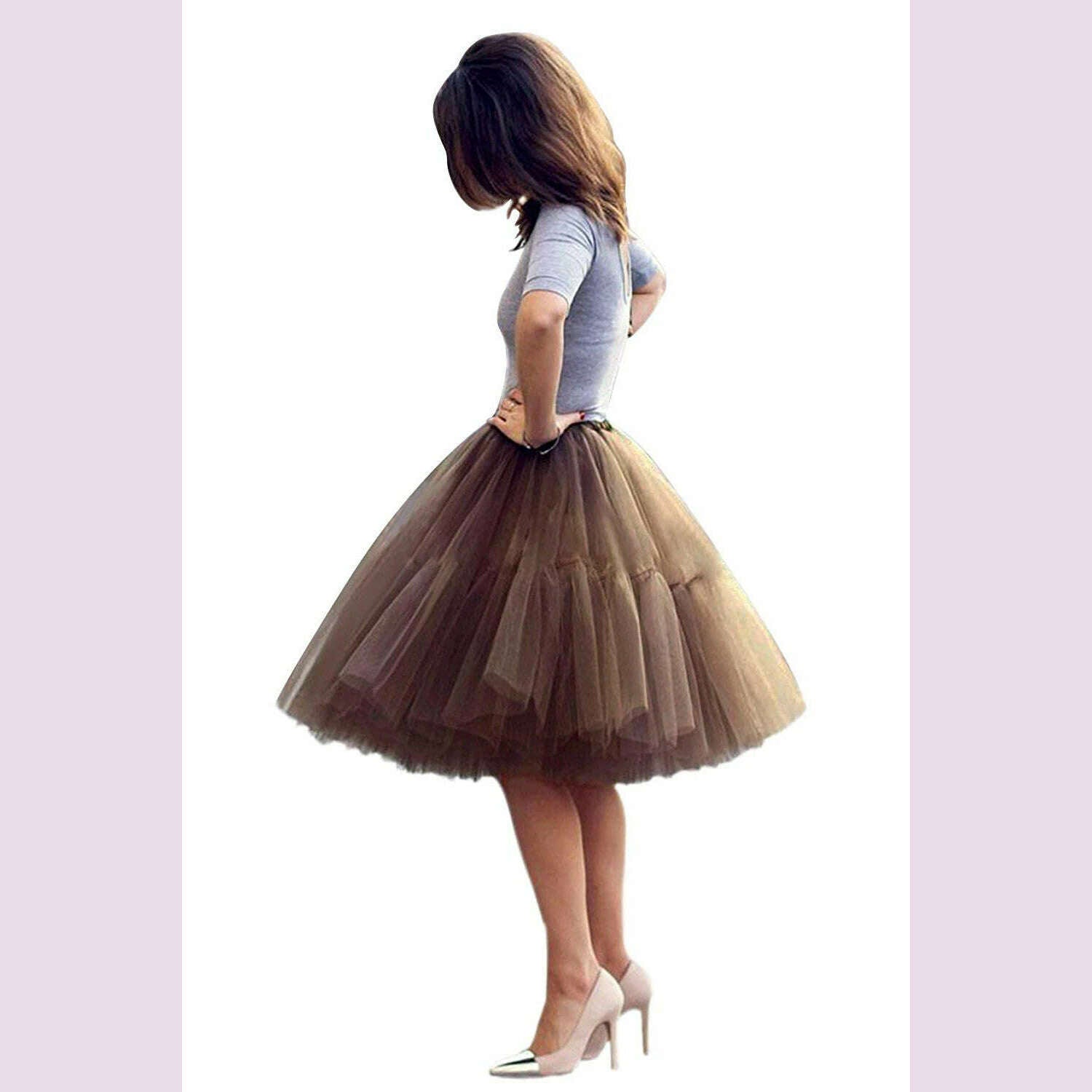 Fashion Red Multi-Layers Tulle Skirts Women Elastic Waist Puffy Knee Length Tutu Petticoat Lolita Cosplay Underskirt Jupons - KIMLUD
