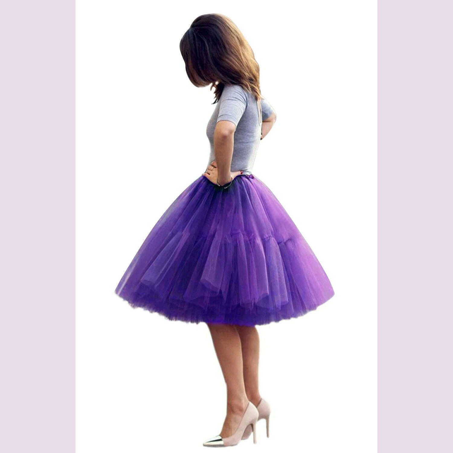 Fashion Red Multi-Layers Tulle Skirts Women Elastic Waist Puffy Knee Length Tutu Petticoat Lolita Cosplay Underskirt Jupons - KIMLUD