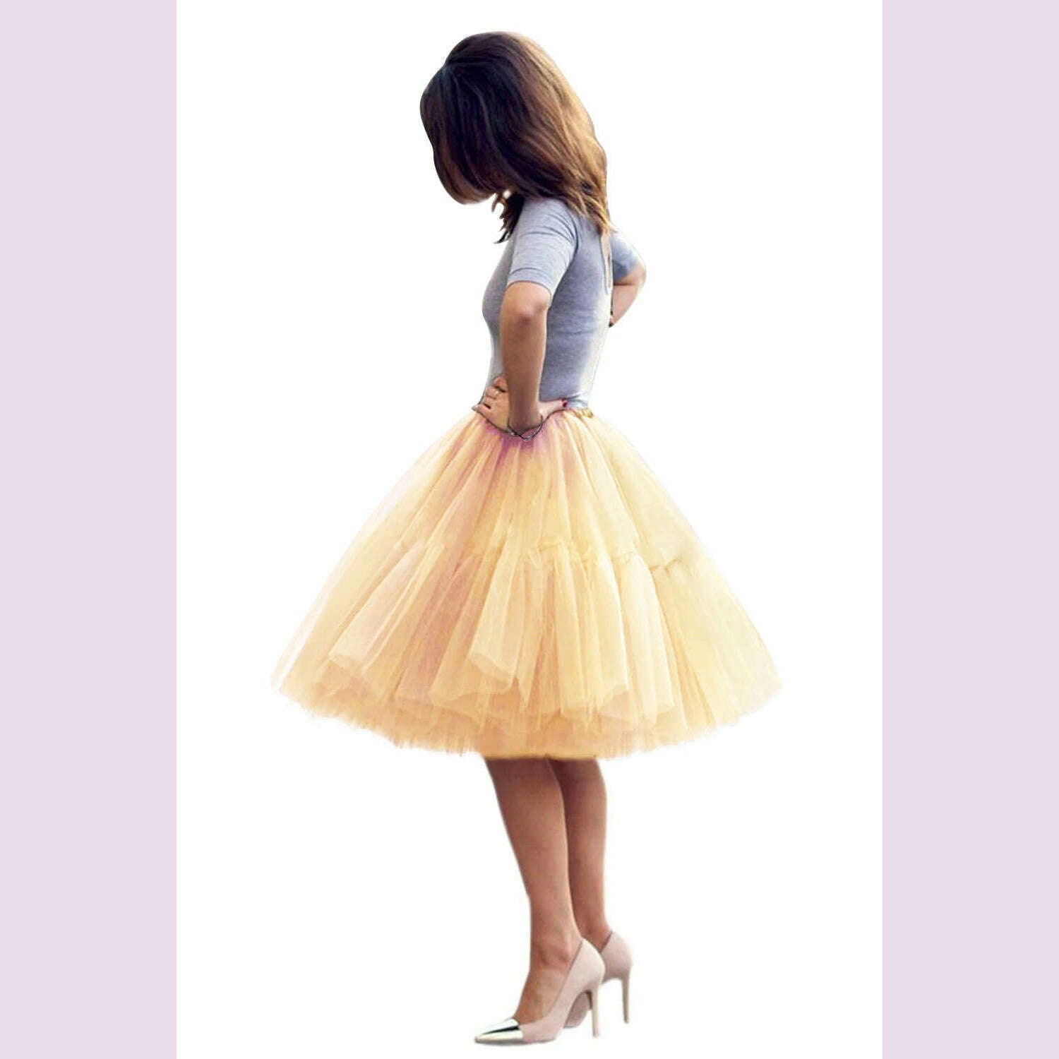 Fashion Red Multi-Layers Tulle Skirts Women Elastic Waist Puffy Knee Length Tutu Petticoat Lolita Cosplay Underskirt Jupons - KIMLUD