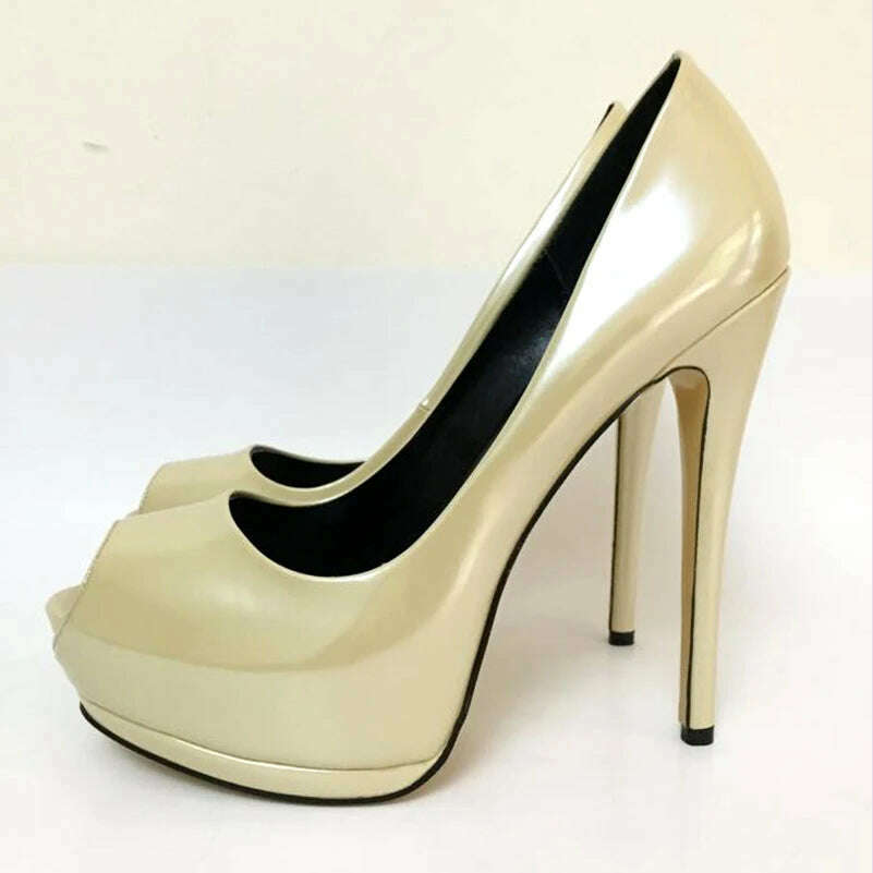 Fashion Women's Peep Toe High Heels Platform Pumps Stilettos Ladies Wedding Party Dress Shoes Blue Black Support Customized - KIMLUD