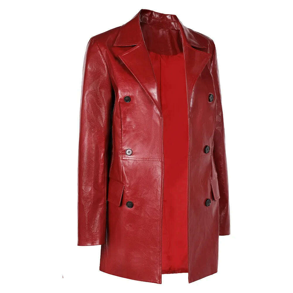 Female Web Cosplay Madame Jacket Costume Movie Role Play For Adult Women Outfit Fantasy Leather Coat Halloween Carnival Suit - KIMLUD